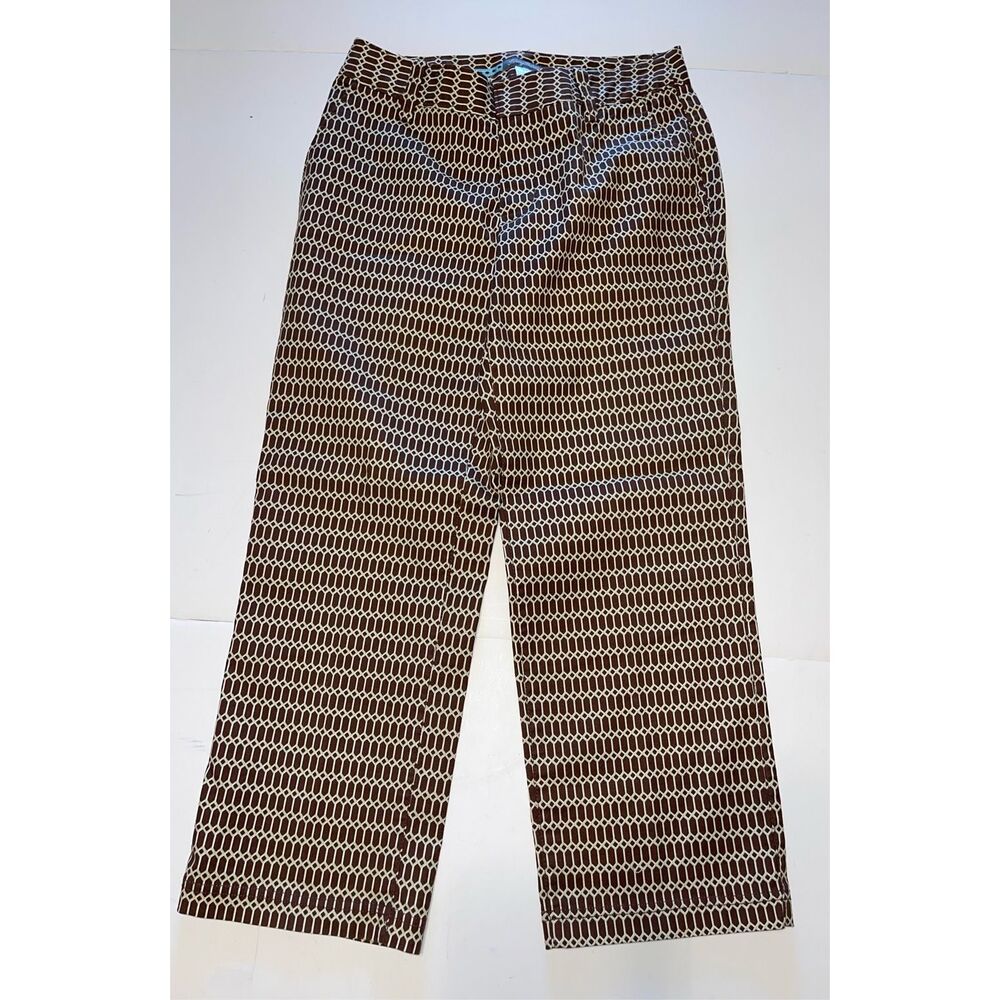 Tommy Bahama Capri‎ Pants 0 Stretch Brown Gold Print Women's Cropped